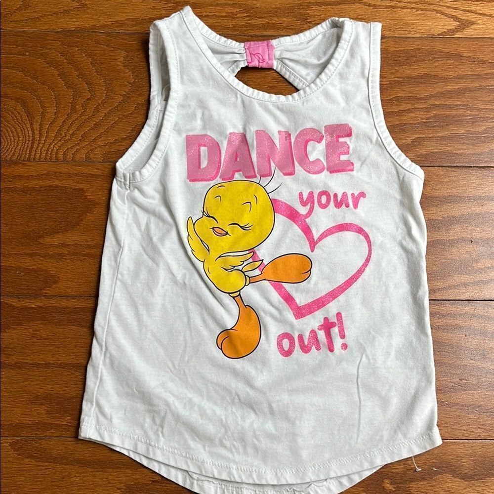 Kids White and Pink Dance Tank Top
